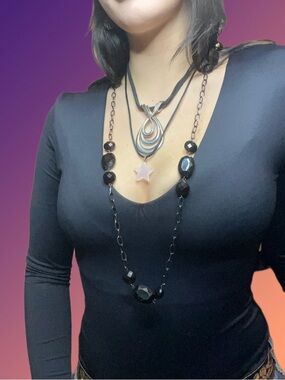 Black Faceted Bead Statement Necklace - Women Jewelry